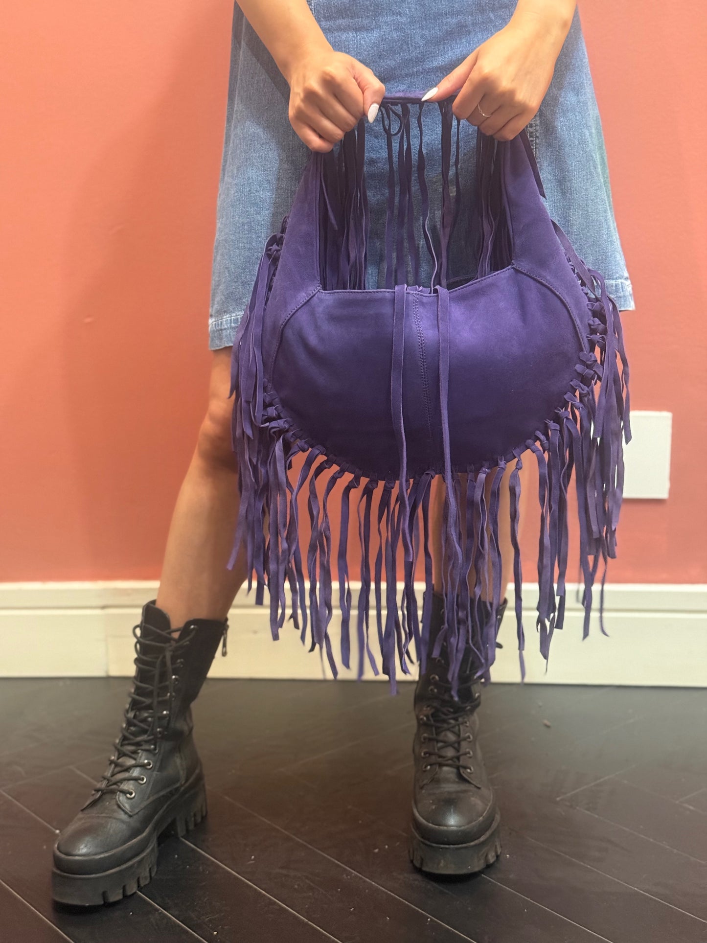 ZM The Label ~ Purple Suede Tassel Bag