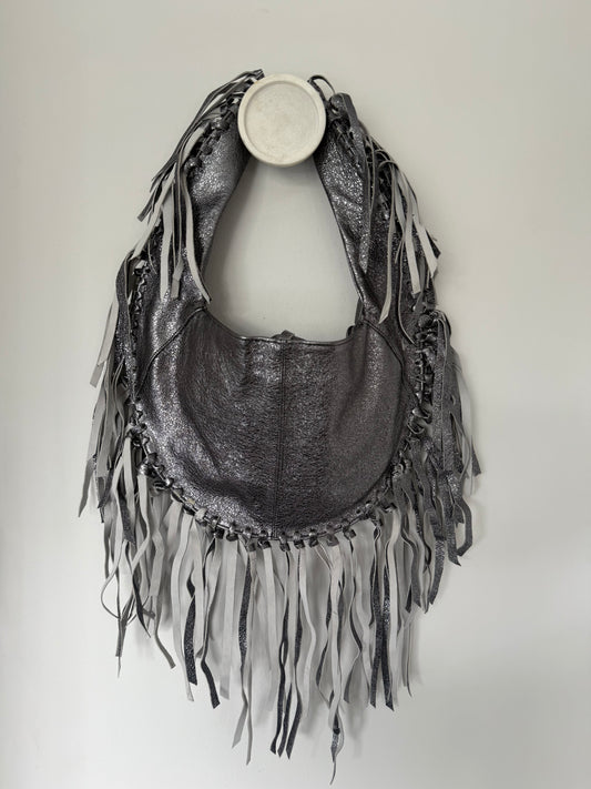 ZM The Label ~ Metallic Leather Gunmetal Tassel Bag
