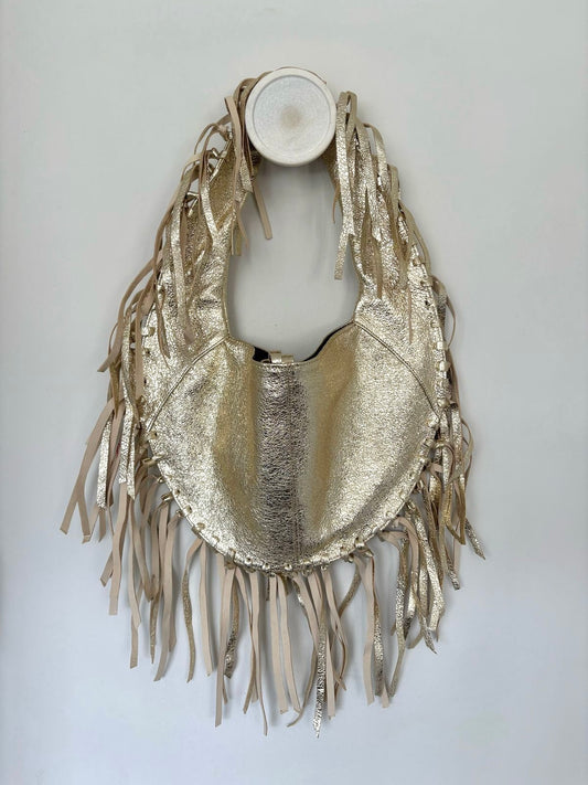ZM The Label ~ Metallic Leather Gold Tassel Bag