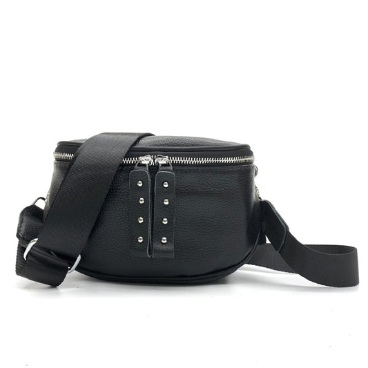 The Black Leather Bag with Silver Hardware