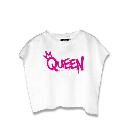 White/Pink Queen Slogan Box Top