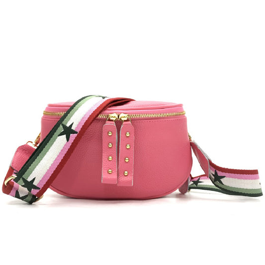 The Pink Leather Bag with Gold Hardware